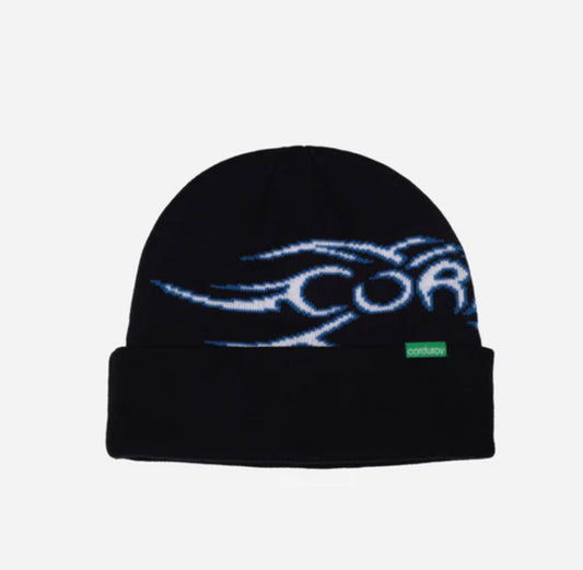 CORDUROY TRIBAL BEANIE BLACK