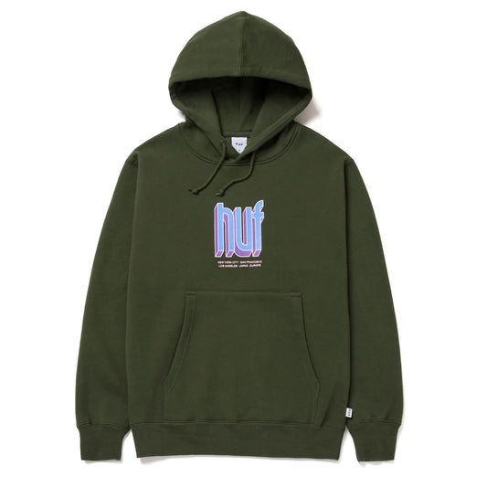 HUF CITY BOOKED PULL À CAPUCHE HUNTER VERT