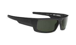 LUNETTES DE SOLEIL POLARISÉES SPY GENERAL NOIR MAT ANSI RX HAPPY GRIS VERT