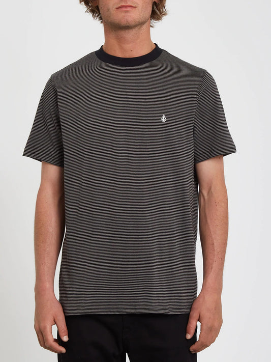 VOLCOM SLATED STRIPE CREW SS TEE NOIR