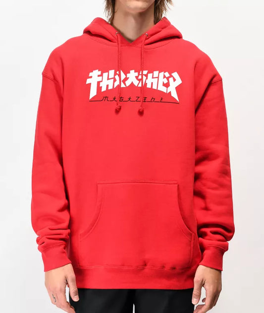 THRASHER GODZILLA SWEAT À CAPUCHE ROUGE