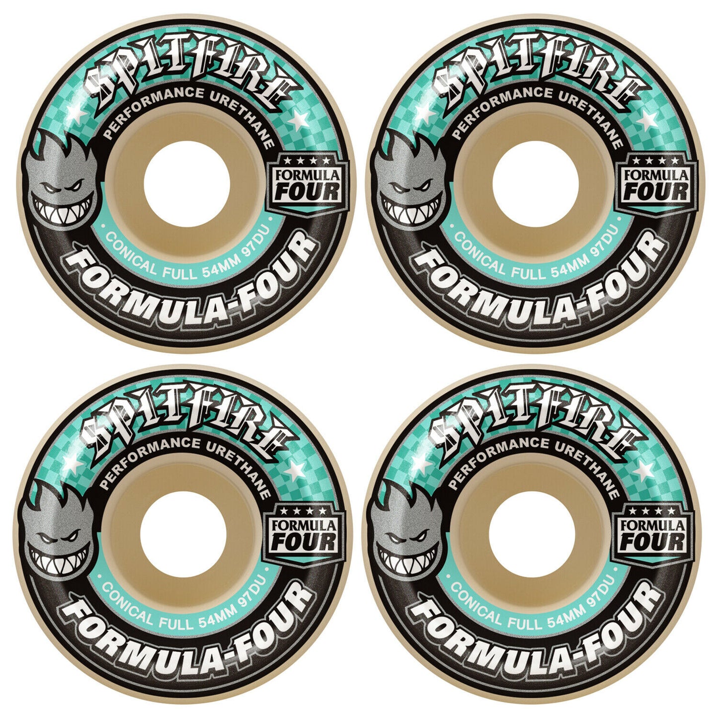 SPITFIRE F4 CONICAL FULL WHEELS TEAL 97A
