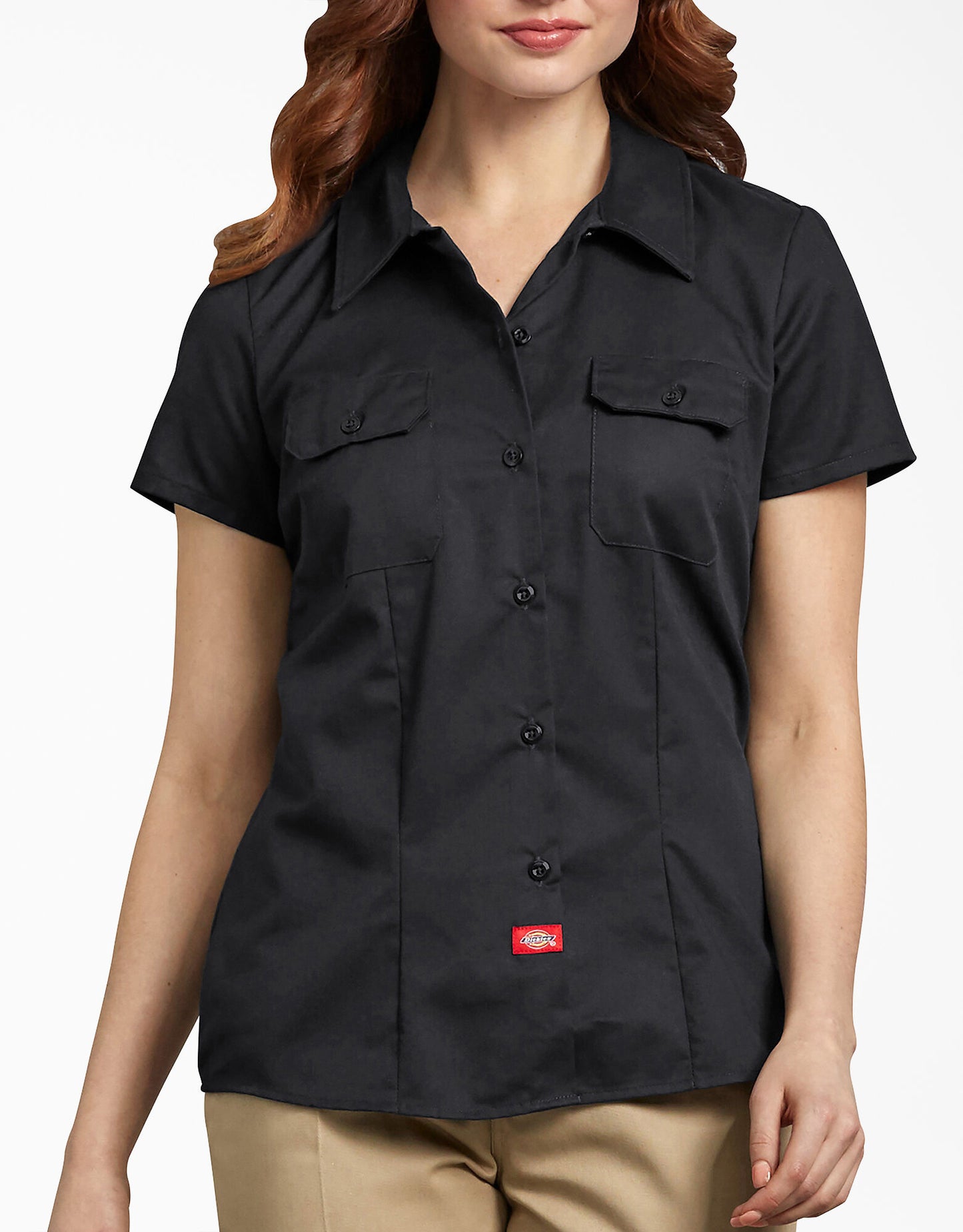 DICKIES WOMENS SHORT SLEEVE WORK SHIRT BLACK