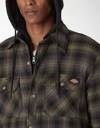 DICKIES HOODED FLANNEL SHIRT JACKET GREEN