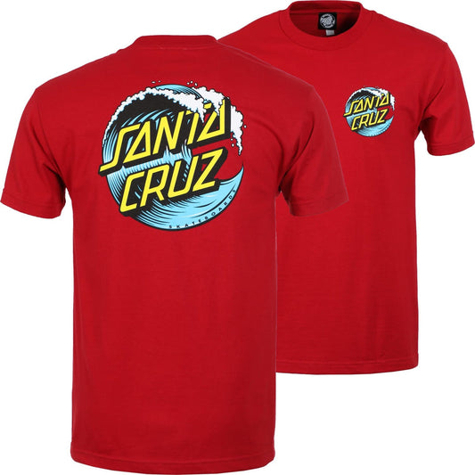 SANTA CRUZ WAVE DOT SHORT SLEEVE T SHIRT RED/GREY YOUTH