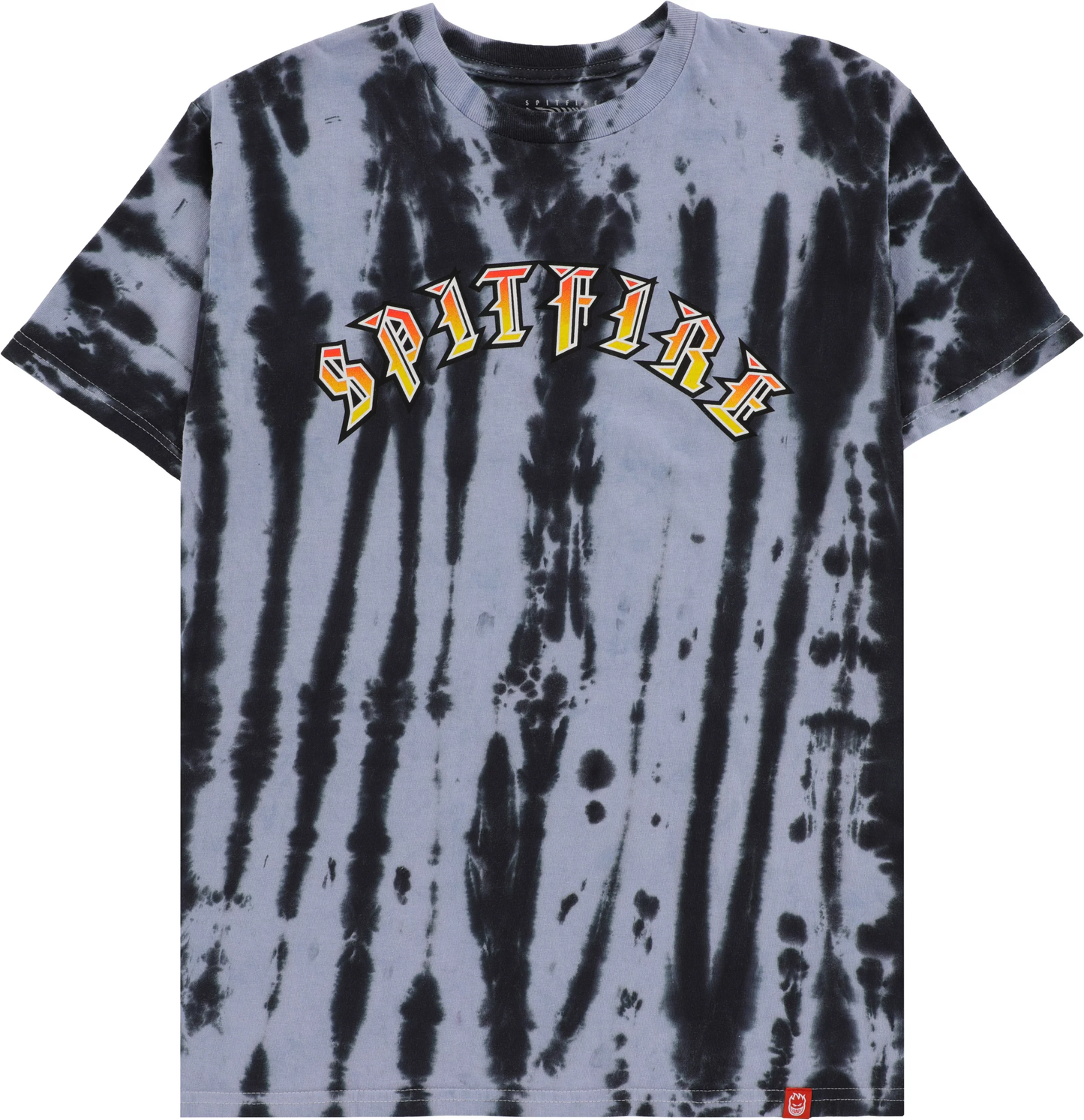 SPITFIRE OLD E T-SHIRT BLACK WHITE PLEATED WASH