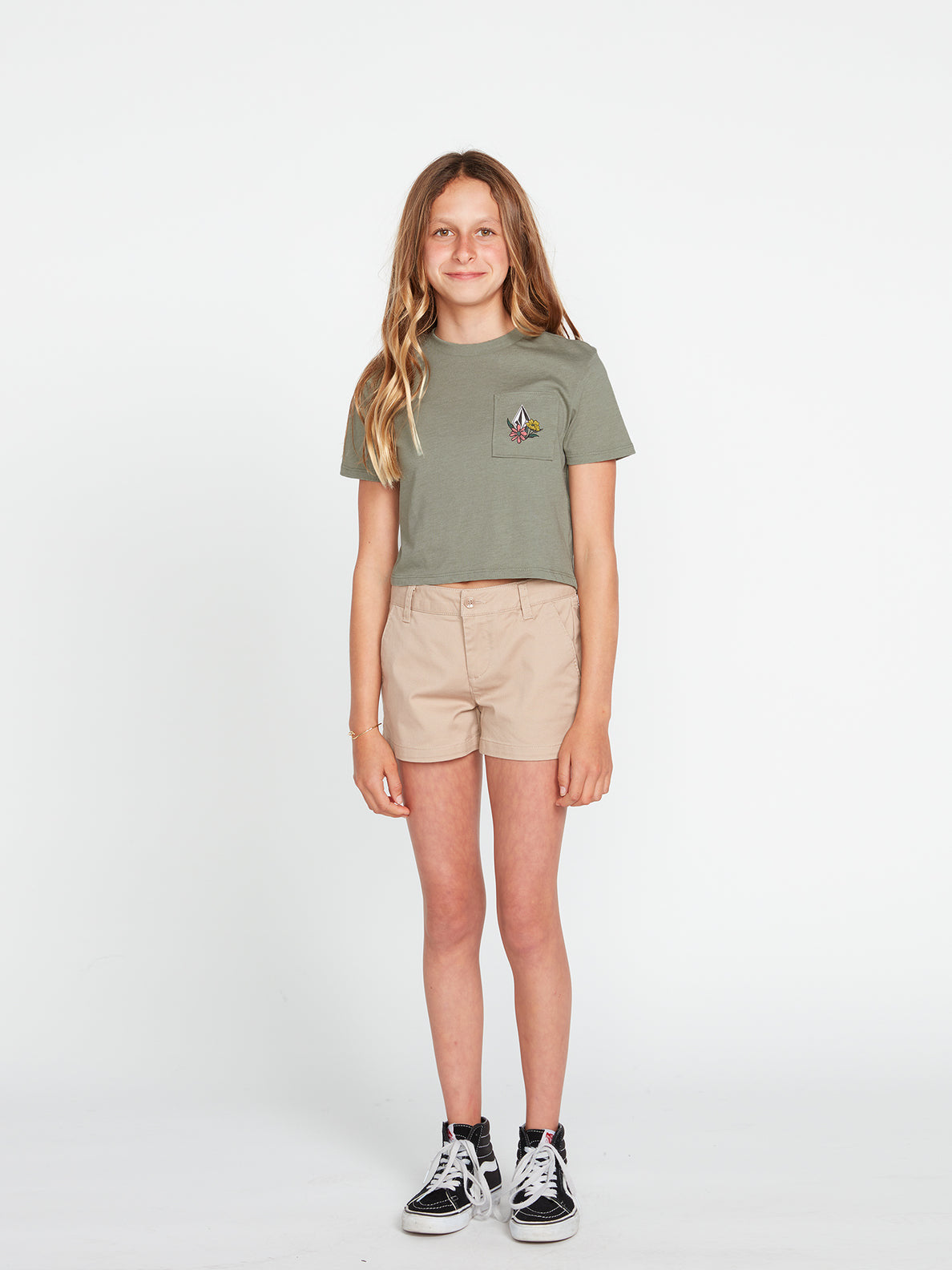 VOLCOM POCKET DIAL TEE LIGHT ARMY