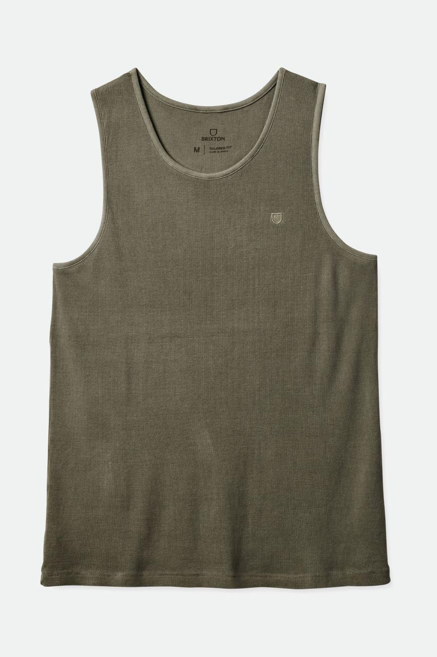 BRIXTON VINTAGE RESERVE TANK OLIVE SURPLUS VINTAGE WASH