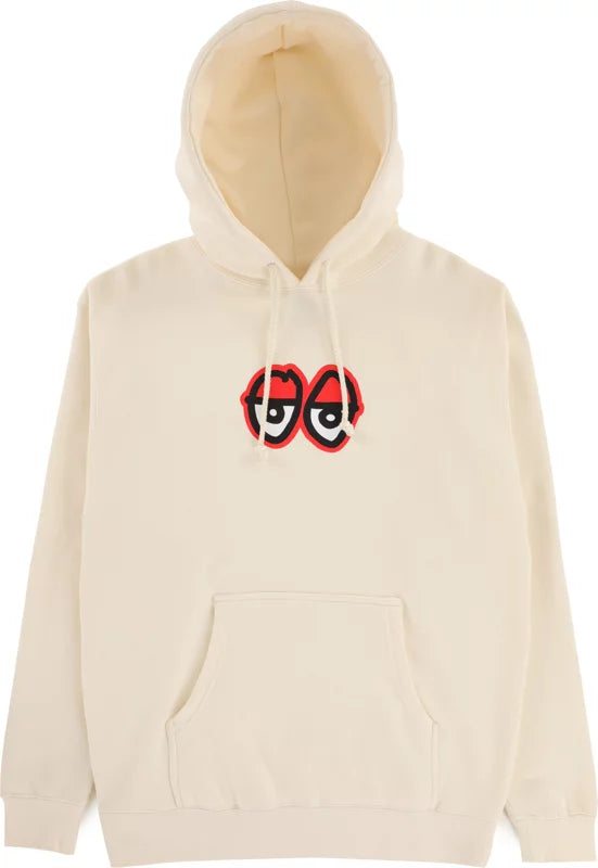 KROOKED EYES PULLOVER HOODED SWEATSHIRT BONE WITH RED PRINT