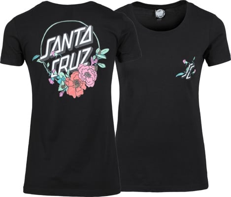 SANTA CRUZ FLORAL DOT FITTED TEE BLACK