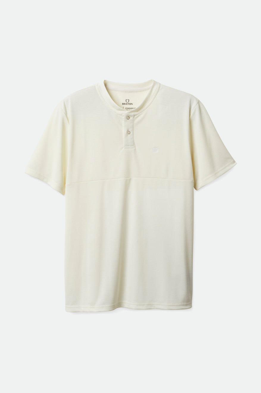 BRIXTON BETA SQUARE X MANCHES COURTES HENLEY TRICOT BLANC CASSÉ